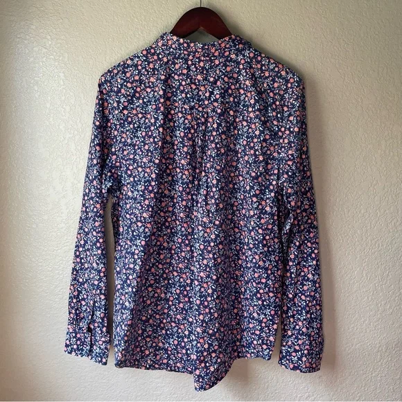 LL Bean Womens XL Reg Wrinkle Free Purple Dainty Floral Button Down Shirt - Picture 6 of 8